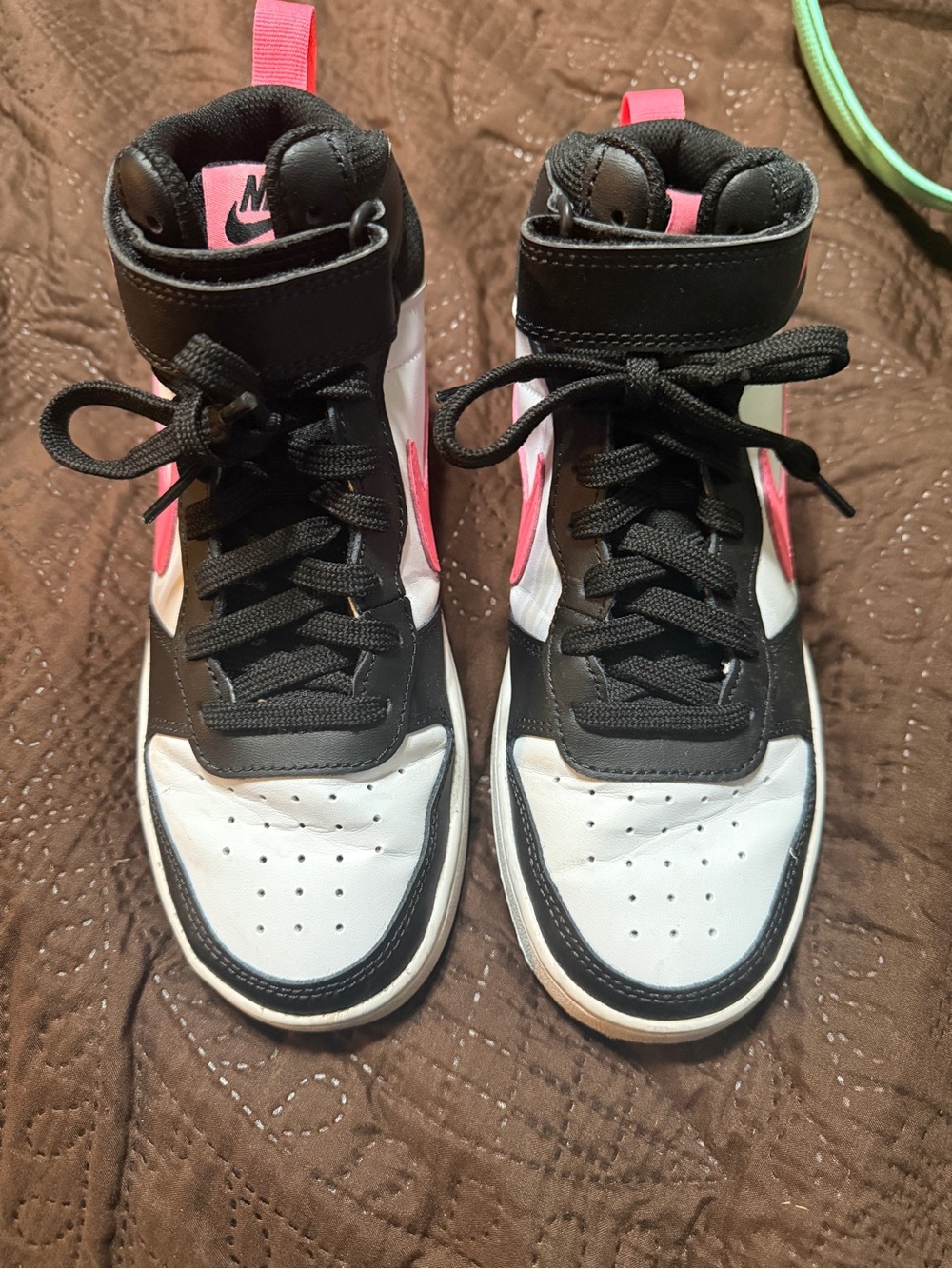 Nike Kids High-Top Sneakers in Black, White & Pink